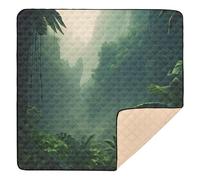 xigua Baby Play Mat - 127 X 127 cm Foldable Waterproof Baby Play Mats for Floor, Tropical Green Plant Pattern Soft Foam Crawling Mat for Babies and Toddlers Infants, Machine Washable
