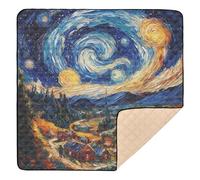 xigua Baby Play Mat - 127 x 127 cm Foldable Waterproof Baby Play Mats for Floor, Van Gogh Art Soft Foam Crawling Mat for Babies and Toddlers Infants, Machine Washable