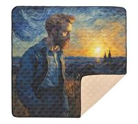 xigua Baby Play Mat - 127 X 127 cm Foldable Waterproof Baby Play Mats for Floor, Van Gogh Painting Soft Foam Crawling Mat for Babies and Toddlers Infants, Machine Washable