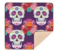 xigua Baby Play Mat - 127 x 127 cm Foldable Waterproof Baby Play Mats for Floor, Vibrant Sugar Skulls Soft Foam Crawling Mat for Babies and Toddlers Infants, Machine Washable