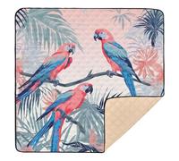 xigua Baby Play Mat - 127 X 127 cm Foldable Waterproof Baby Play Mats for Floor, Vintage Parrot Soft Foam Crawling Mat for Babies and Toddlers Infants, Machine Washable