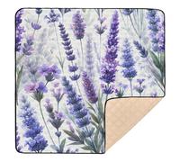 xigua Baby Play Mat - 127 x 127 cm Foldable Waterproof Baby Play Mats for Floor, Watercolor Lavender Flowers Soft Foam Crawling Mat for Babies and Toddlers Infants, Machine Washable