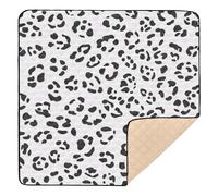 xigua Baby Play Mat - 127 x 127 cm Foldable Waterproof Baby Play Mats for Floor, White Leopard Print Soft Foam Crawling Mat for Babies and Toddlers Infants, Machine Washable