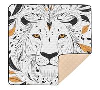 xigua Baby Play Mat - 127 x 127 cm Foldable Waterproof Baby Play Mats for Floor, White Lion Face Soft Foam Crawling Mat for Babies and Toddlers Infants, Machine Washable