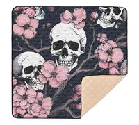 xigua Baby Play Mat - 127 X 127 cm Foldable Waterproof Baby Play Mats for Floor, White Skull Soft Foam Crawling Mat for Babies and Toddlers Infants, Machine Washable