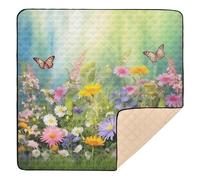 xigua Baby Play Mat - 127 X 127 cm Foldable Waterproof Baby Play Mats for Floor, Wild Flowers Soft Foam Crawling Mat for Babies and Toddlers Infants, Machine Washable