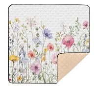 xigua Baby Play Mat - 127 X 127 cm Foldable Waterproof Baby Play Mats for Floor, Wild Flowers Soft Foam Crawling Mat for Babies and Toddlers Infants, Machine Washable