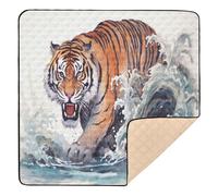 xigua Baby Play Mat - 127 X 127 cm Foldable Waterproof Baby Play Mats for Floor, Wild Tiger Soft Foam Crawling Mat for Babies and Toddlers Infants, Machine Washable