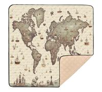 xigua Baby Play Mat - 127 X 127 cm Foldable Waterproof Baby Play Mats for Floor, World Map Pattern Soft Foam Crawling Mat for Babies and Toddlers Infants, Machine Washable