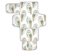 xigua Barn Owl Pattern Portable Diaper Changing Pad, Waterproof Baby Changing Mat with Storage Pocket & Built-in Pillow, Foldable Travel Pad, Newborn Gift Set for Boy Girl