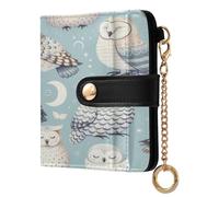 xigua Barn Owl Wallet for Women, Small Slim PU Leather Credit Card Wallets RFID Blocking Bifold, Zipper Coin Pocket Purse