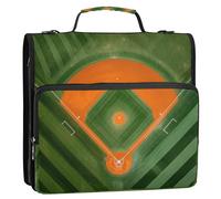 xigua Baseball Field Zipper Binder - 1.5 Inch D-Rings Portfolio Binder Organizer - Expanding File Folder with Shoulder Strap