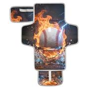 xigua Baseball Fire Water Lightning Portable Diaper Changing Pad, Waterproof Baby Changing Mat with Storage Pocket & Built-in Pillow, Foldable Travel Pad, Newborn Gift Set for Boy Girl
