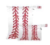 xigua Baseball Stripes Wet Bag Nappy Bag,2 PCS Wet Dry Bag, Reusable Produce Bags,Waterproof Washable Hanging Large Two Zippered Pockets for Baby Diaper Travel Beach Pool Daycare Gym Bag329