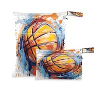 xigua Basketball Player Wet Bag Nappy Bag,2 PCS Wet Dry Bag, Reusable Produce Bags,Waterproof Washable Hanging Large Two Zippered Pockets for Baby Diaper Travel Beach Pool Daycare Gym Bag594