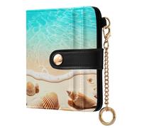 xigua Beach Starfish and Shells Women's RFID Wallet -Sof Leather Small Ladies Purse with Zipper Coin Pocket & ID Window - Purse Card Holder for Women993
