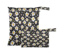 xigua Beautiful Daisy Flowers Wet Bag Nappy Bag,2 PCS Wet Dry Bag, Reusable Produce Bags,Waterproof Washable Hanging Large Two Zippered Pockets for Baby Diaper Travel Beach Pool Daycare Gym Bag27