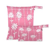 xigua Beautiful Daisy Flowers Wet Bag Nappy Bag,2 PCS Wet Dry Bag, Reusable Produce Bags,Waterproof Washable Hanging Large Two Zippered Pockets for Baby Diaper Travel Beach Pool Daycare Gym Bag47