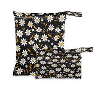 xigua Beautiful Daisy Flowers Wet Bag Nappy Bag,2 PCS Wet Dry Bag, Reusable Produce Bags,Waterproof Washable Hanging Large Two Zippered Pockets for Baby Diaper Travel Beach Pool Daycare Gym Bag31