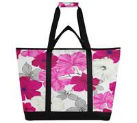 xigua Beautiful Flowers Insulated Reusable Grocery Bags, Large Heavy Duty Shopping Tote, Foldable Cooler Bag with Handles for Fruit Vegetable Clothes Toys and Picnic359