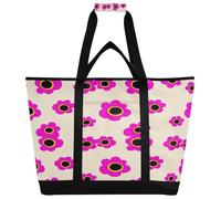 xigua Beautiful Flowers Insulated Reusable Grocery Bags, Large Heavy Duty Shopping Tote, Foldable Cooler Bag with Handles for Fruit Vegetable Clothes Toys and Picnic354