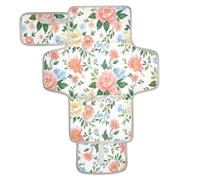 xigua Beautiful Flowers Portable Diaper Changing Pad, Waterproof Baby Changing Mat with Storage Pocket & Built-in Pillow, Foldable Travel Pad, Newborn Gift Set for Boy Girl
