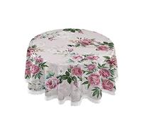 xigua Beautiful Flowers Season Tablecloth Durable 60 Inch Round Table Cloth Cover with Zipper Umbrella Hole Camping Tablecloths for Outdoor Party Picnic