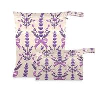 xigua Beautiful Lavender Wet Bag Nappy Bag,2 PCS Wet Dry Bag, Reusable Produce Bags,Waterproof Washable Hanging Large Two Zippered Pockets for Baby Diaper Travel Beach Pool Daycare Gym Bag62