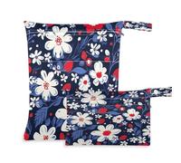 xigua Beautiful Little Flowers Wet Bag Nappy Bag,2 PCS Wet Dry Bag, Reusable Produce Bags,Waterproof Washable Hanging Large Two Zippered Pockets for Baby Diaper Travel Beach Pool Daycare Gym Bag688