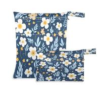 xigua Beautiful Little Flowers Wet Bag Nappy Bag,2 PCS Wet Dry Bag, Reusable Produce Bags,Waterproof Washable Hanging Large Two Zippered Pockets for Baby Diaper Travel Beach Pool Daycare Gym Bag689