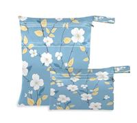 xigua Beautiful Little Flowers Wet Bag Nappy Bag,2 PCS Wet Dry Bag, Reusable Produce Bags,Waterproof Washable Hanging Large Two Zippered Pockets for Baby Diaper Travel Beach Pool Daycare Gym Bag72
