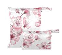 xigua Beautiful Plum Blossoms Wet Bag Nappy Bag,2 PCS Wet Dry Bag, Reusable Produce Bags,Waterproof Washable Hanging Large Two Zippered Pockets for Baby Diaper Travel Beach Pool Daycare Gym Bag99