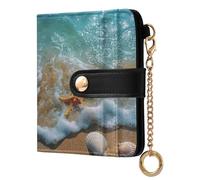xigua Beautiful Starfish Shells Women's RFID Wallet -Sof Leather Small Ladies Purse with Zipper Coin Pocket & ID Window - Purse Card Holder for Women368