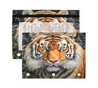 xigua Beautiful Tiger King Binder Pencil Pouch with Zipper Enforced Hole 3 Ring Pencil Case Fits Standard 3-Ring Binders-2 Pack