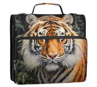 xigua Beautiful Tiger King Zipper Binder - 1.5 Inch D-Rings Portfolio Binder Organizer - Expanding File Folder with Shoulder Strap