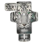 xigua Beautiful White Tiger Portable Diaper Changing Pad, Waterproof Baby Changing Mat with Storage Pocket & Built-in Pillow, Foldable Travel Pad, Newborn Gift Set for Boy Girl