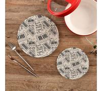 xigua Black and White Piano Keys Trivets Pot Holders Set and Placemats Set 2PCS, Hot Pads, Table Mats for Cooking and Baking, Cotton Braided Hot Pads 7in+9.5in53