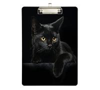 xigua Black Cat Clipboard Cute Design Letter Size Clipboard A4 Standard Size 9 x 12.5 Inch with Low Profile Metal Clip for Students, Classroom, office, Women, Kids