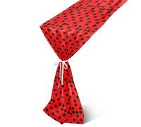 xigua Black Polka Dot Red Background Chiffon Table Runners,Sheer Romantic Tulle Table Runner for Halloween Wedding Bridal Tea Party Baby Shower Birthday Party Table Decorations(108x18in)233
