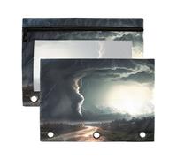xigua Black Tornado Binder Pencil Pouch with Zipper Enforced Hole 3 Ring Pencil Case Fits Standard 3-Ring Binders-2 Pack