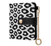 xigua Black White Leopard Wallet for Women, Small Slim PU Leather Credit Card Wallets RFID Blocking Bifold, Zipper Coin Pocket Purse