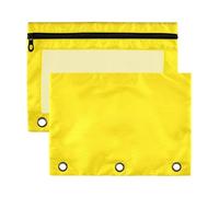 xigua Blank Yellow Warning Binder Pencil Pouch with Zipper Enforced Hole 3 Ring Pencil Case Fits Standard 3-Ring Binders-2 Pack