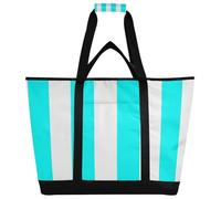 xigua Blue and White Stripes Insulated Reusable Grocery Bags, Large Heavy Duty Shopping Tote, Foldable Cooler Bag with Handles for Fruit Vegetable Clothes Toys and Picnic193