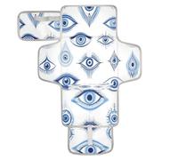 xigua Blue Evil Eyes Portable Diaper Changing Pad, Waterproof Baby Changing Mat with Storage Pocket & Built-in Pillow, Foldable Travel Pad, Newborn Gift Set for Boy Girl