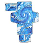 xigua Blue Gold Swirl Marble Portable Diaper Changing Pad, Waterproof Baby Changing Mat with Storage Pocket & Built-in Pillow, Foldable Travel Pad, Newborn Gift Set for Boy Girl