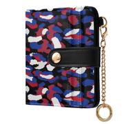 xigua Blue Leopard Spots Wallet for Women, Small Slim PU Leather Credit Card Wallets RFID Blocking Bifold, Zipper Coin Pocket Purse