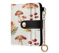 xigua Botanical Mushrooms Berries Wallet for Women, Small Slim PU Leather Credit Card Wallets RFID Blocking Bifold, Zipper Coin Pocket Purse