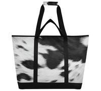xigua Brown and White Cowhide Pattern Insulated Reusable Grocery Bags, Large Heavy Duty Shopping Tote, Foldable Cooler Bag with Handles for Fruit Vegetable Clothes Toys and Picnic420