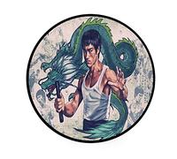 xigua Bruce Lee and Dragon Round Area Rugs 92cm Soft Living Room Bedroom Floor Mat Carpet Living Room Bedroom Office Decoration