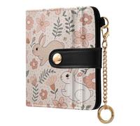xigua Bunny Garden Wallet for Women, Small Slim PU Leather Credit Card Wallets RFID Blocking Bifold, Zipper Coin Pocket Purse